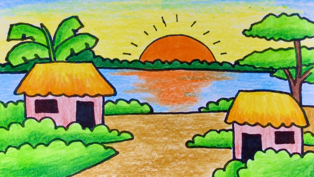 Tips Vẽ tranh phong cảnh quê hương đơn giản mà đẹp
